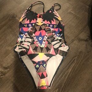 Colorful one piece with cut outs